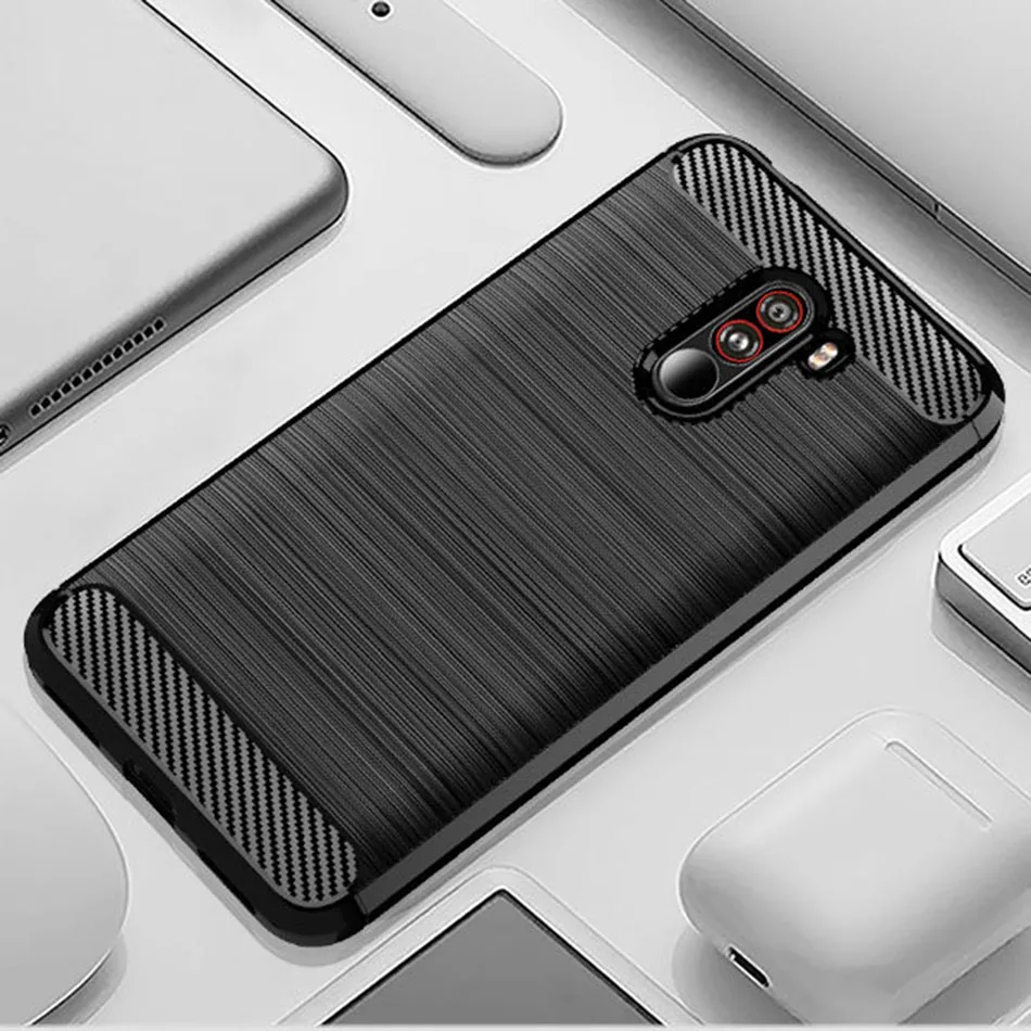 Для силиконовый мягкий чехол из ТПУ с принтом &quotXiaomi Pocophone F1 углеродного волокна