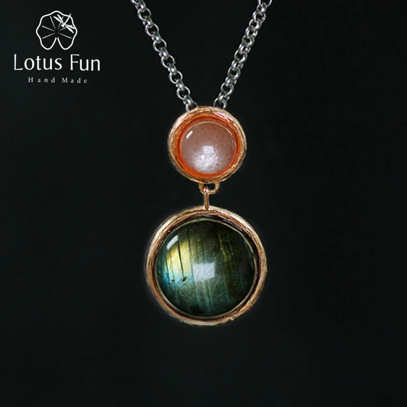 Lotus Fun Настоящее стерлингового серебра 925 натуральный камень ручной работы Fine Jewelry