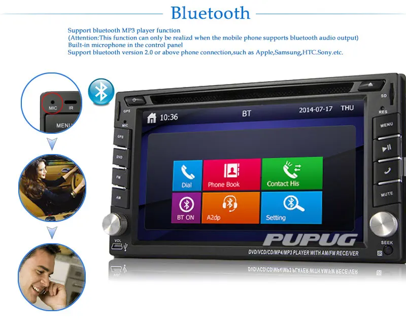 Best Wireless Rear Camera+Universal 6.2 inch Touch Screen Car GPS Navigation DVD Player Support AM FM Radio /Steering Wheel Control 3