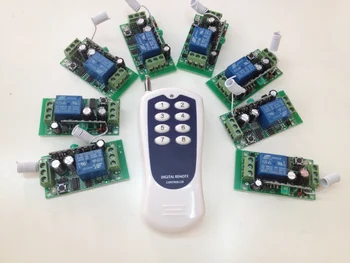 

DC 12V 10A 1 Channel 8 Receiver & 1Transmitter Wireless remote control Working way is adjustable for garage door / window /lamp