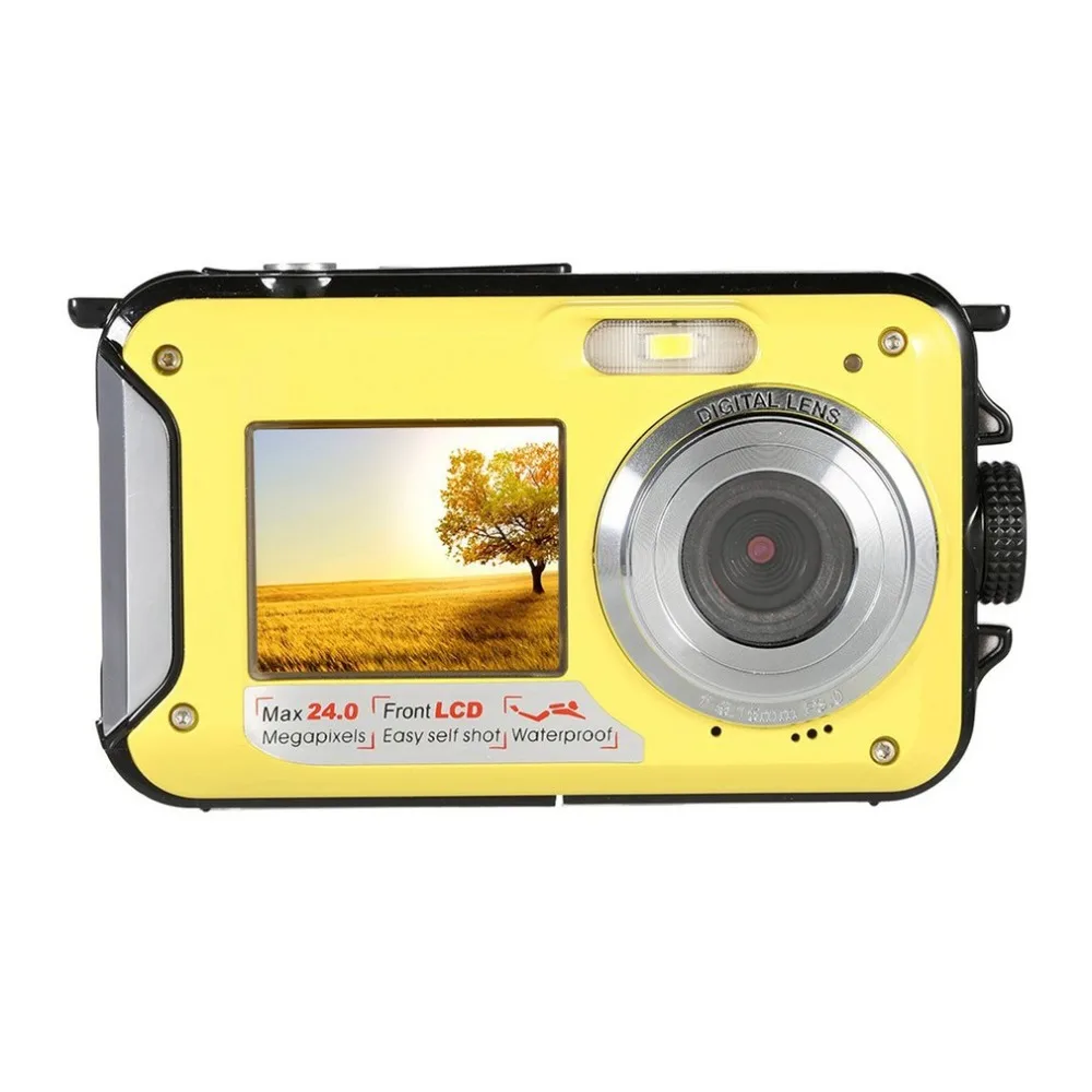 

Double Screen 24MP Waterproof Digital Video Camera 1080P HD DV Portable 16x Zoom Underwater Camera Easy Self Shot