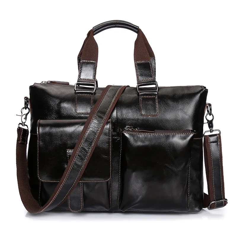 Genuine Leather Men Bags Vintage Totes Messenger Bag Cow Leather Laptop Briefcase Men's Travel
