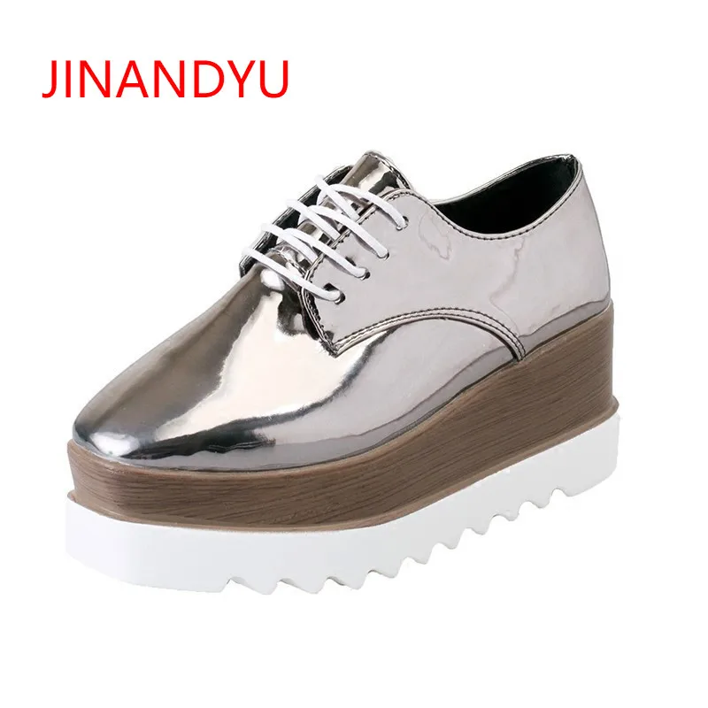 

2018 Fashion Platform Shoes Women Soft Leather Flat Platform Women's Flats Ladies Brand Height Increasing Black Shoes for Women