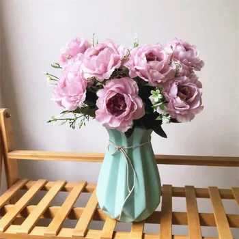 

Fake Peony (5 stems/piece) Simulation Camellia with Foam Fruit for Wedding Home Showcase Decorative Artificial Flowers