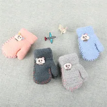 Новые детские перчатки утолщенные Горячие митенки Детские зимнее, связанное из шерсти перчатки для маленьких девочек и мальчиков теплые перчатки варежки для малышей на зиму