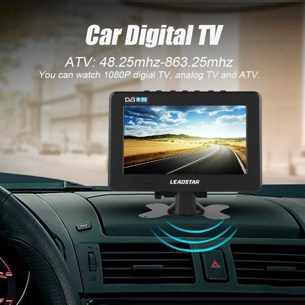 LEADSTAR 7 дюймов DVB-T2 Высокая чувствительность Автомобильный цифровой ТВ Стерео окружающий 1080P автомобильный телевизор
