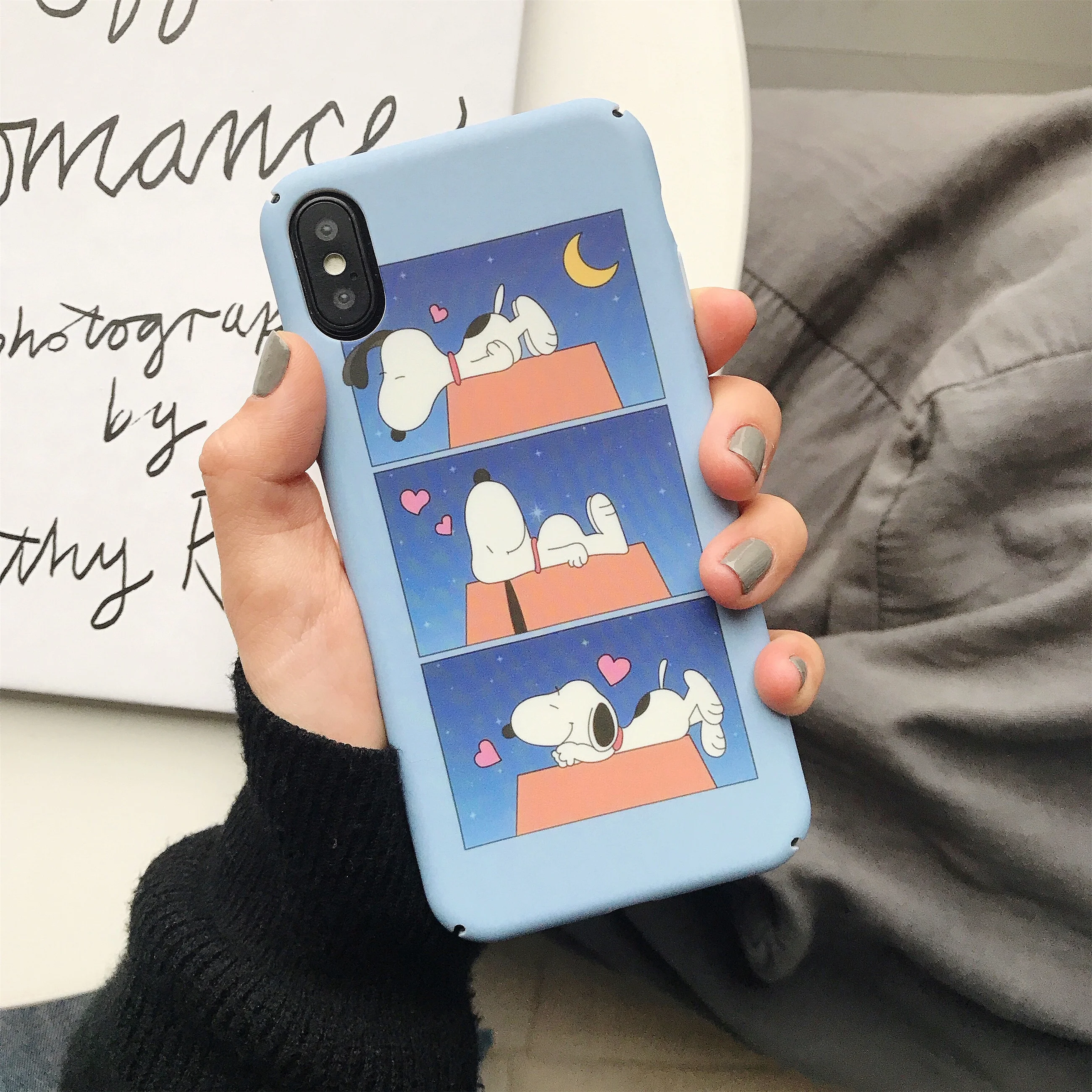 

Pochaccos Peanutss Japan Korea Hard PC Cartoon Anime Dog Mobile Phone Case For iphone X XR XS MAX Cover For iphone 6S 6 7 8 Plus