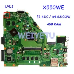 X550WE E2/A4 материнская плата для ASUS X550W X550WE X550WA X550W D552W X552WE X550WAK ноутбука Материнская плата версия 2,2/2,1 100% тестирование