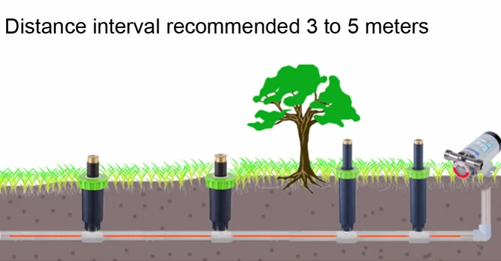 1/2 Inch Popup Sprinklers 90/180/360 Degree Automatic Stretching Pure Copper Lawn Buried Head Garden Irrigation Waterting Tool