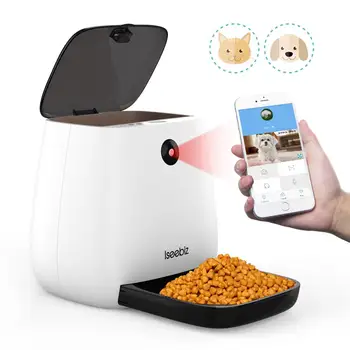 

Iseebiz 3L Automatic Pet Dog and Cat Feeder 1080P HD WiFi Pet Camera with Night Vision for Pet 2-Way Audio Communication 12 Meal