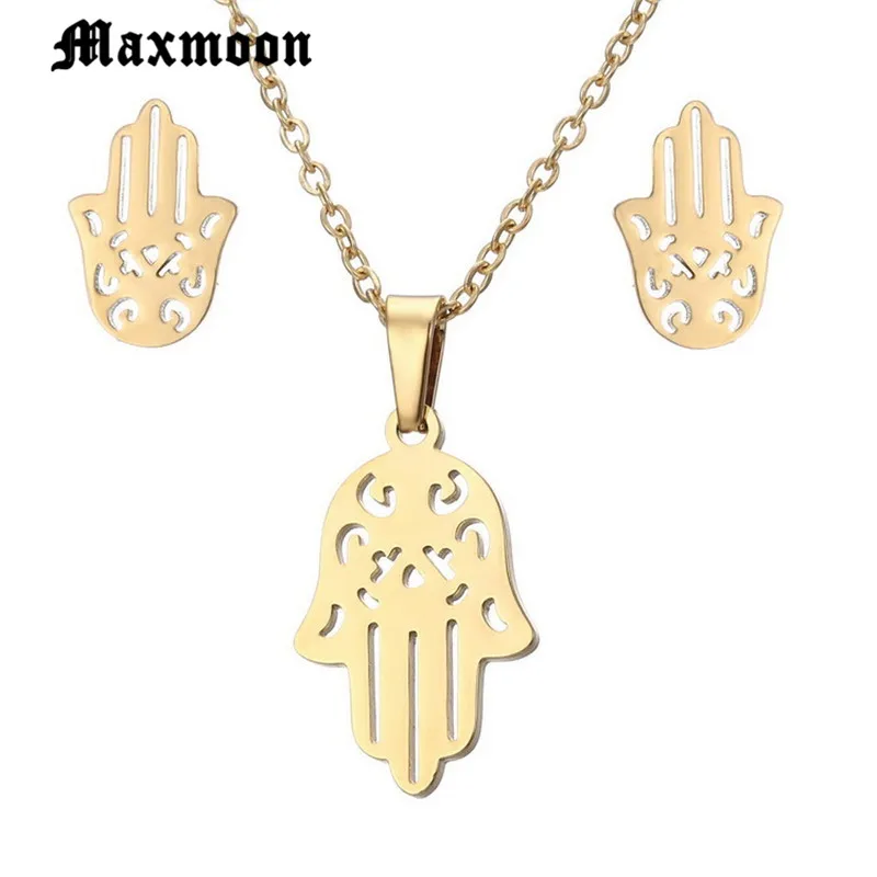 Maxmoon Классический Тотем ожерелье в форме руки кулон с серьгами Женские Ювелирные