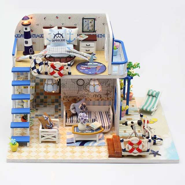 DIY Wooden House Miniaturas with Furniture DIY Miniature House Dollhouse Toys for Children Christmas and Birthday Gift M32 2