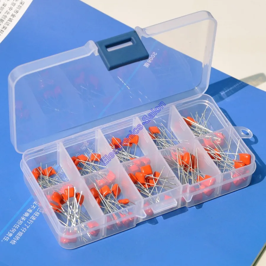 

Metallized Polyester Film Capacitors Assortment Kit, 10nF ~ 470nF.