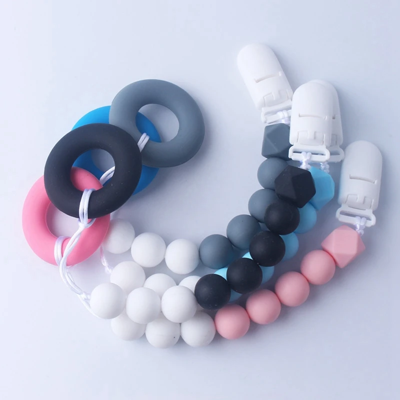

Silicone Baby Teether Pacifier Chain Clip Cartoon Dog beads Bracelet Baby Teething Necklace Silicone bead BPA Free