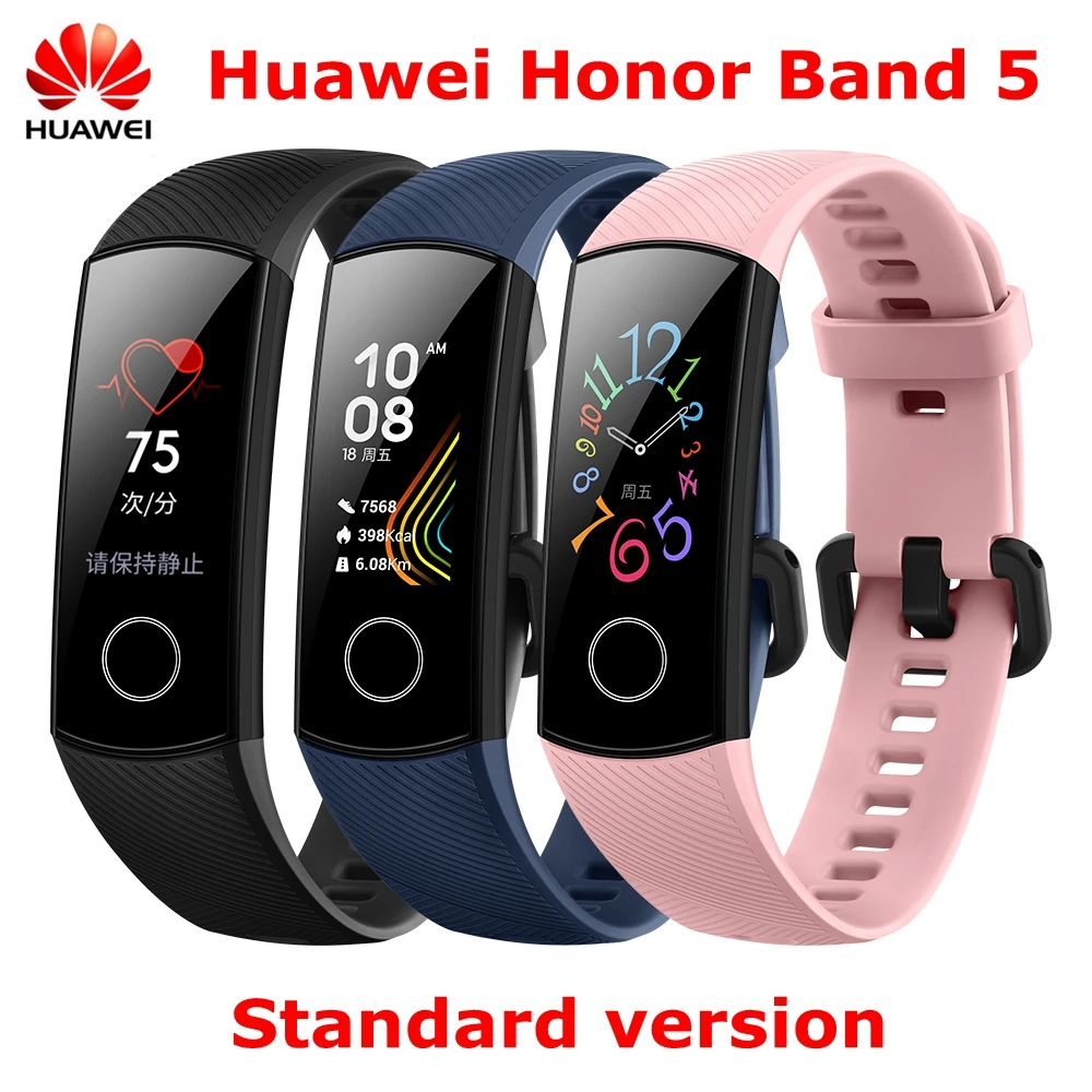huawei Honor Band 5 NFC Пульсоксиметр крови в режиме реального времени умные браслеты цветной сенсорный экран фитнес водонепроницаемый