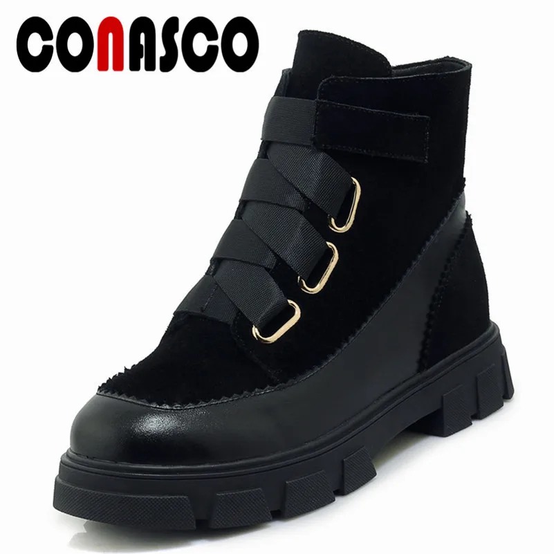 

CONASCO Sexy Women Black Martin Shoes Woman Punk Patchwork Night Club Pumps High Heels Zipper Motorcycle Boots Basic Boots