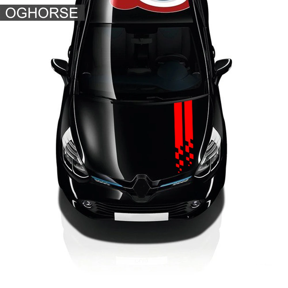 Racing Sport Car Hood Sticker Trunk Bonnet Vinyl Graphics Decal For Renault Clio RS Campus Megane 2 3 Twingo Sandero Accessories