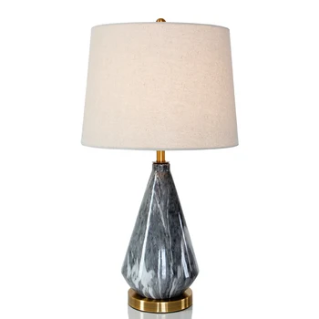 

Post modern table lamps modern metal lamp base marble body cloth art lampshade for foyer bedroom hotel LED E27 reading light