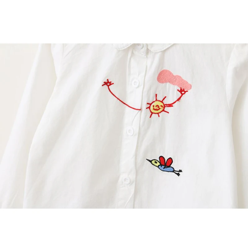 LOVE DD& MM/рубашка для девочек Новинка года, милая детская хлопковая рубашка с длинными рукавами и вышивкой для девочек удобная детская одежда