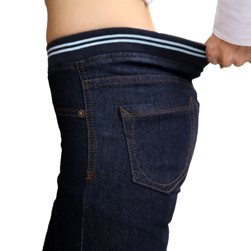 2017 Spring and Autumn Style Plus size 6XL 117Kg Women Jeans Show Thin Winter Female Pants Elastic elastic waist large
