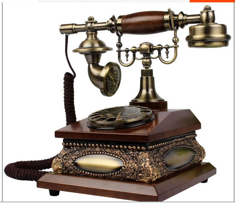 

Antique telephone solid wood classical vintage rotating disk classic telephone