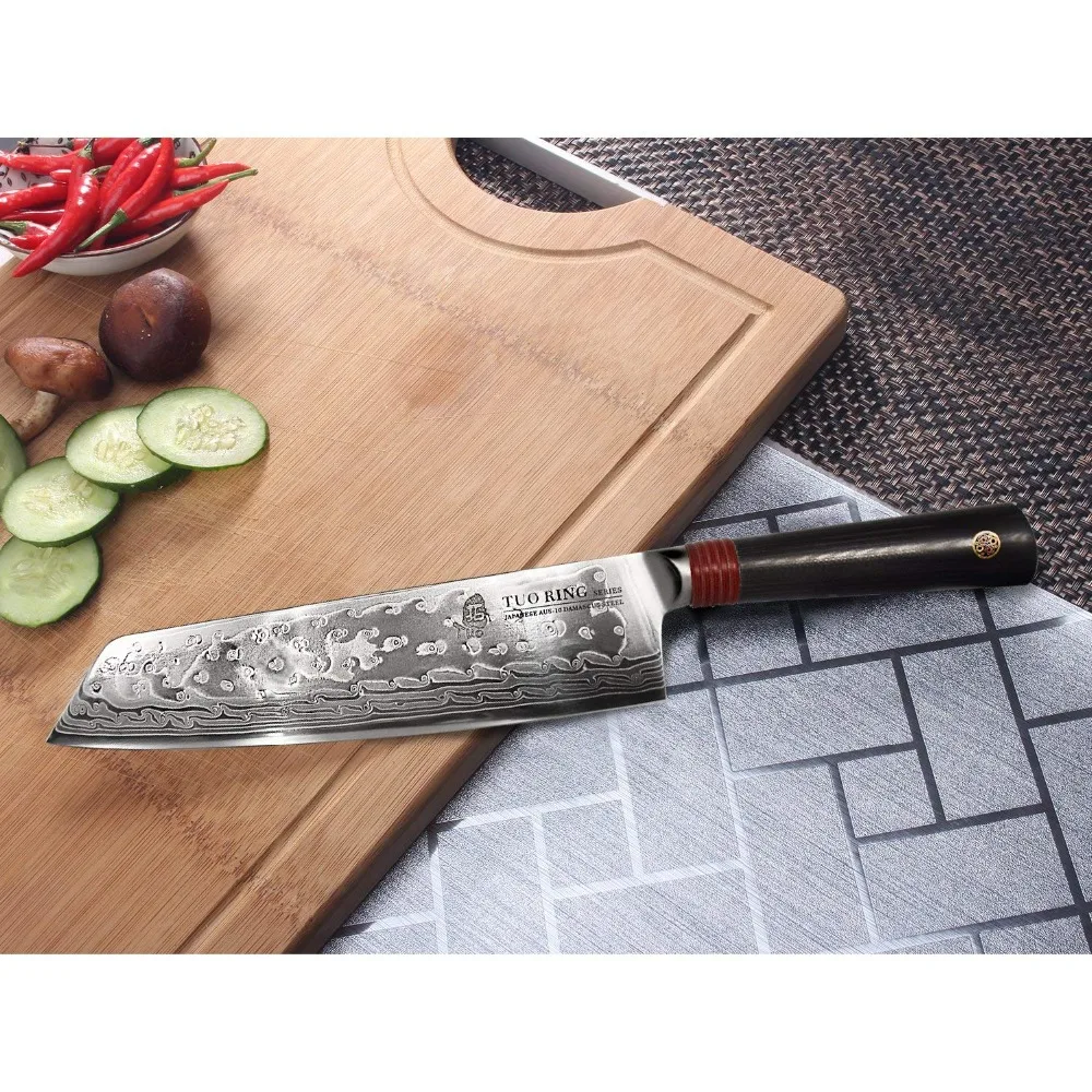 TUO столовые приборы Kiritsuke нож шеф-повара 8,5 ''-дамасский кухонный мясницкий нож Ножи-японский AUS-10 HC из нержавеющей стали-кольцо-R серия