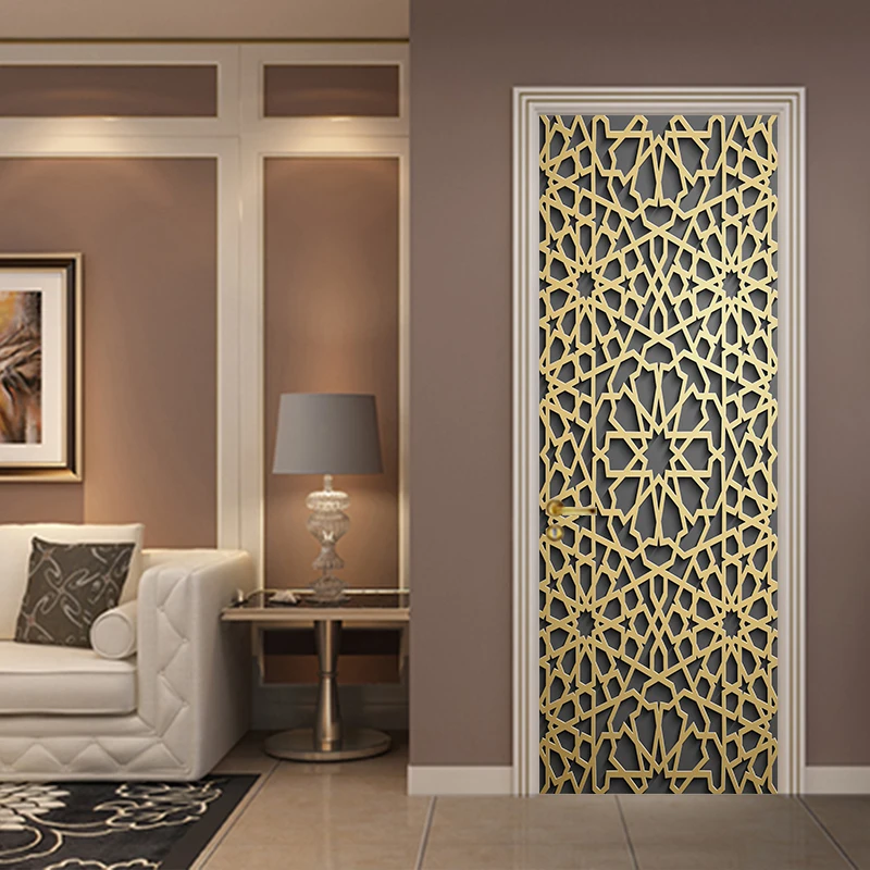 77*200 см Золотой благородный выдолбленный геометрический моделирующий масляной краской стикер стены обои двери стикер s домашний декор