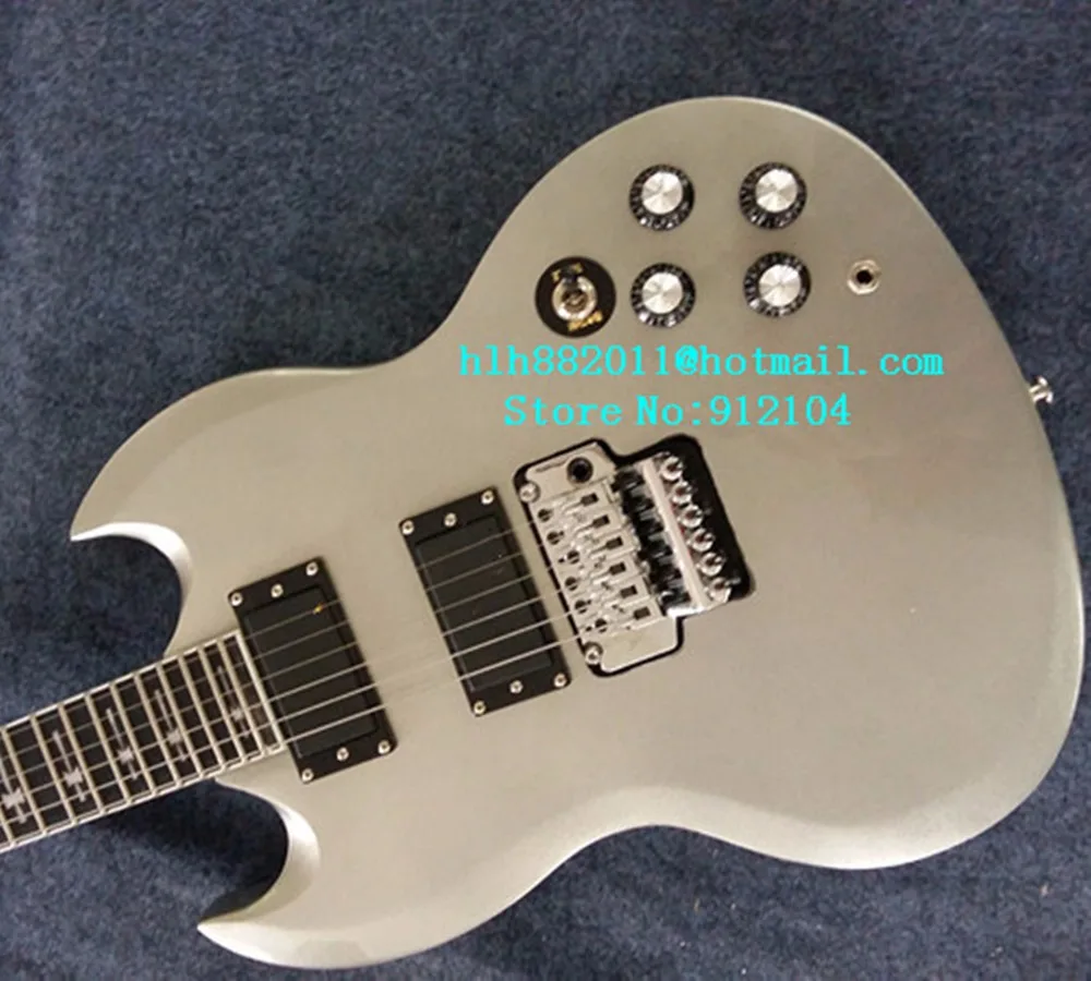 

free shipping customized new Big John double wave electric guitar in gray white made in China F-3343