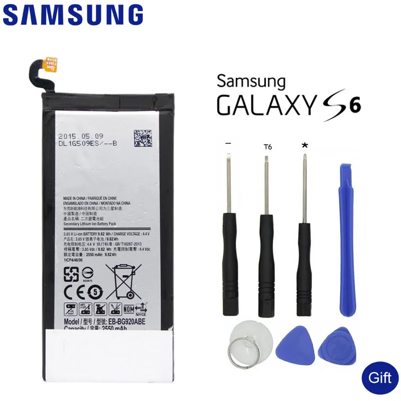 

Samsung Original Spare Phone Battery EB-BG920ABE For Samsung GALAXY S6 G9200 G9208 G9209 G920F G920I G920 G920A 2550mAh
