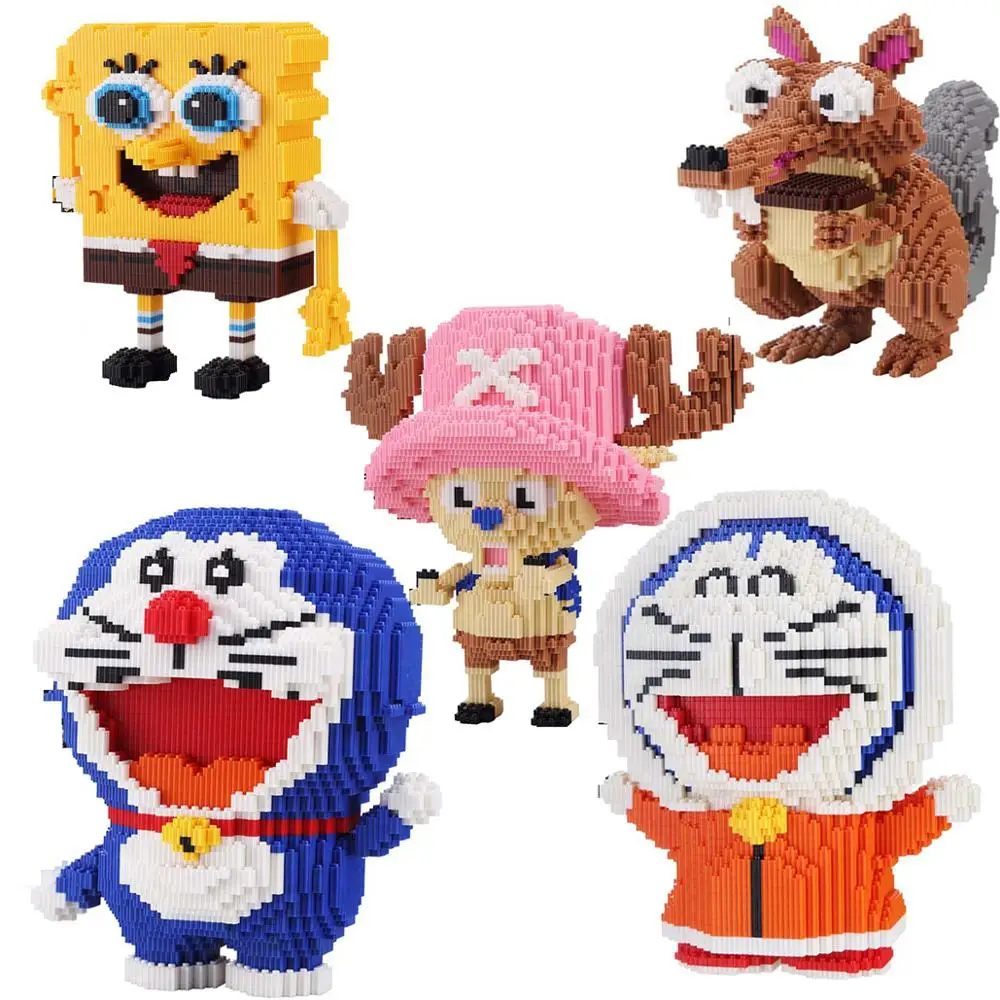 

Large particle building blocks Doraemon sponge baby squirrel Choba building blocks toy