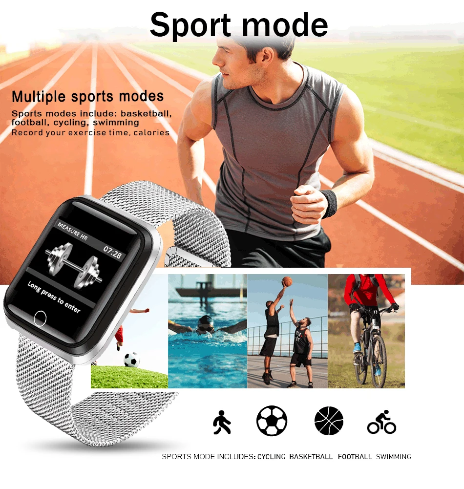 LIGE Смарт-часы для мужчин фитнес-трекер для женщин пульсометр монитор кровяного давления спортивный режим водонепроницаемый смарт-браслет