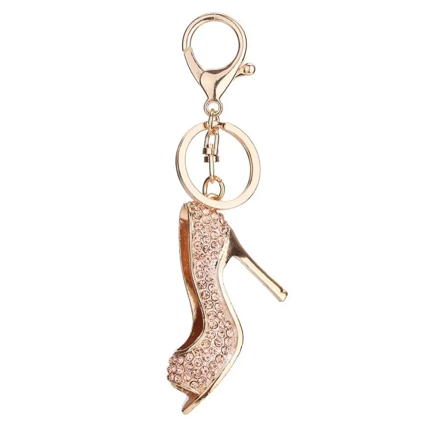 

GEMIXI Rhinestone High-heeled Shoes Sparkling Charm Keychain Bag Handbag Key Ring Car 4.26
