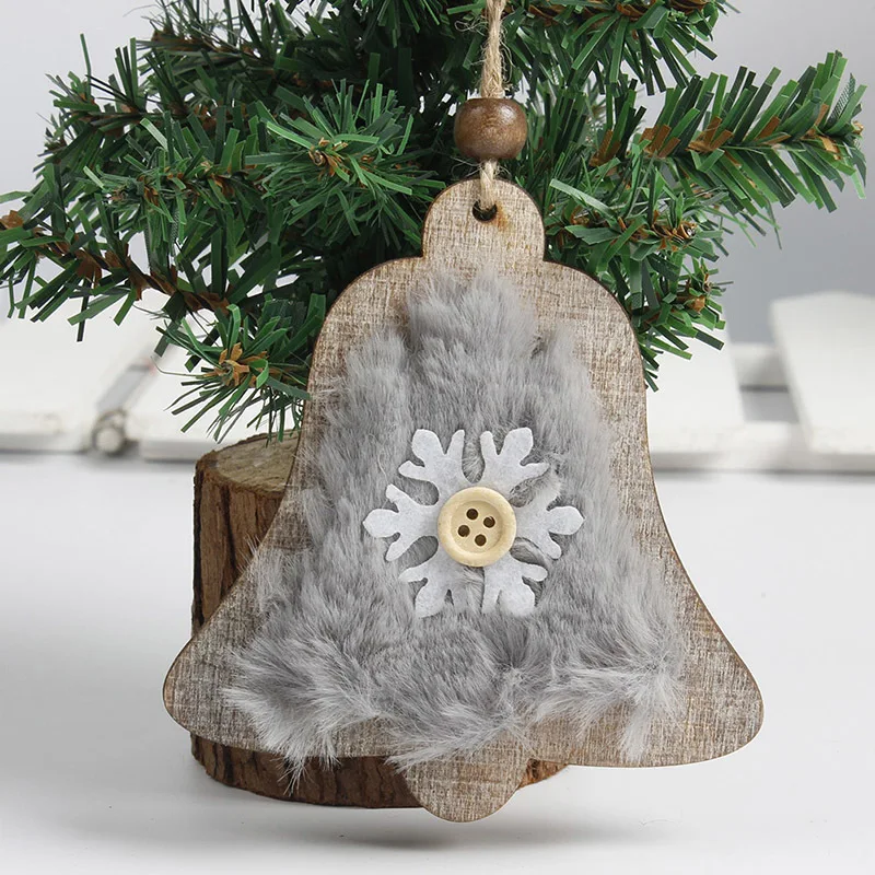 Рождественская елка, Звездный колокол, перчатки, обувь, снежинка, олененок, деревянный плюшевый деревянный подвесной декор, Новогоднее украшение для дома и сада