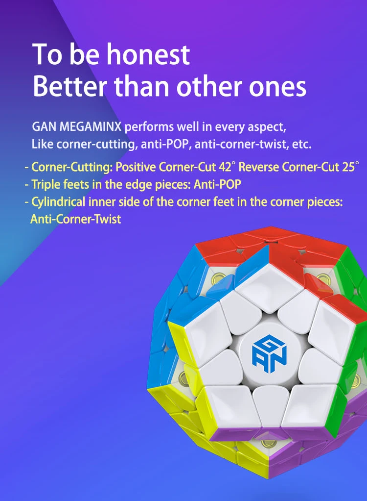 Gan 3x3 Megaminxeds, магический куб, без наклеек, скорость, профессиональная 12 Сторон головоломка, Cubo Magico, развивающие игрушки для детей