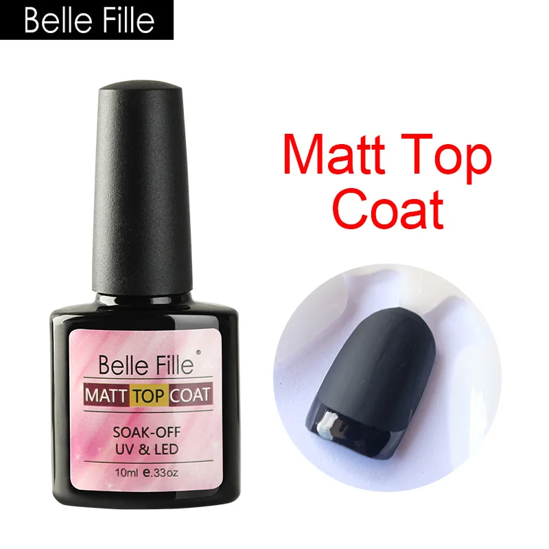 Belle Fille Gel Nail Polish Base Coat + Top Coat 10ml UV LED Matt Coat Gel Bring Shining Super Top Gels