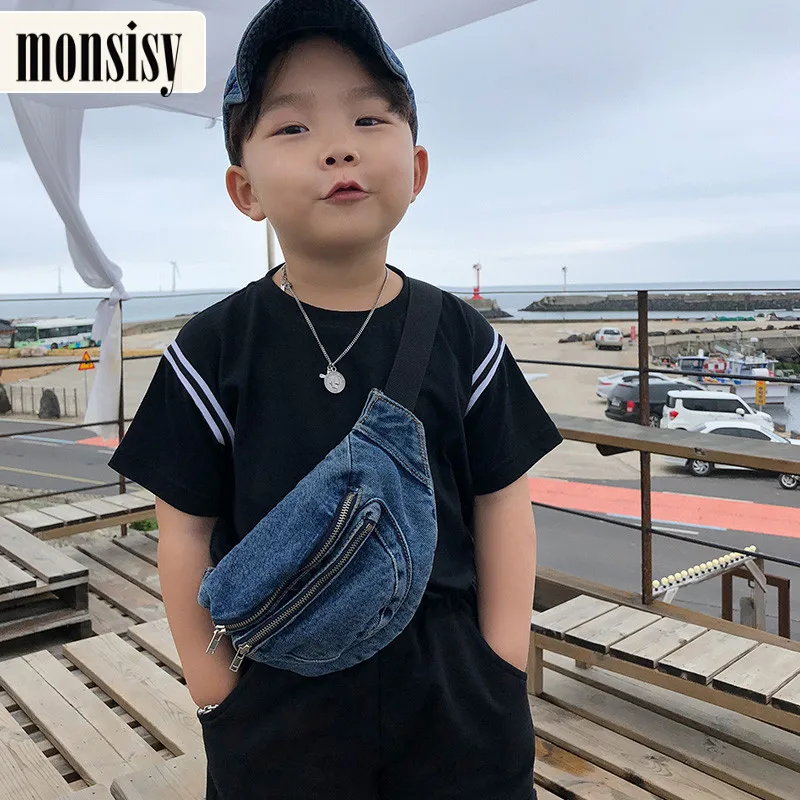Детская джинсовая поясная сумка Monsisy для девочек и мальчиков модная забавная