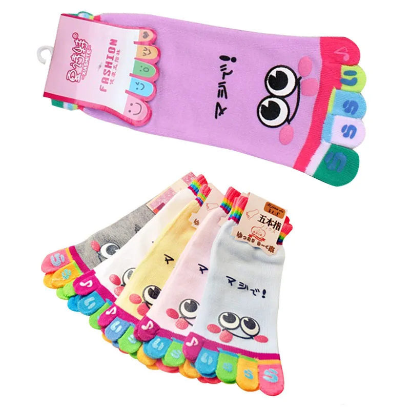 

3 Pairs Women Socks Cute Art Novelty Cartoon Funny Five Finger Toes Cotton Girls Ankle Sock Trendy Comfort Funny Socks Meias Sox