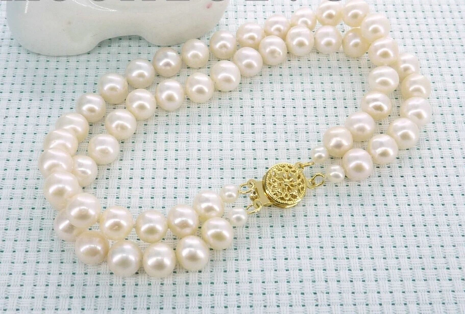 

shipping 7mm White AAA Akoya Pearl Bracelet 7" 5.25