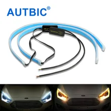 Audbic 2 шт. гибкий светодиодный DRL полоса 30 см 45 см 60 см Автомобильные дневные ходовые огни 12 В указатель поворота светильник белый Янтарный синий