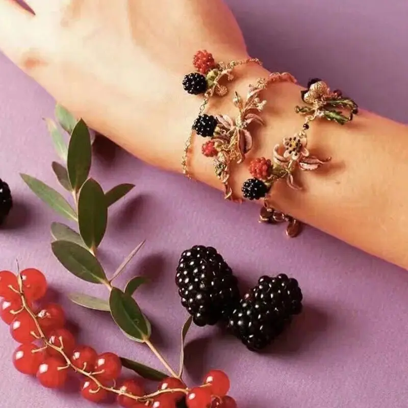 Модные дизайнерские Amybaby женские браслеты с красным камнем и малиной ежевики вечерние ювелирные изделия с эмалированной глазурью