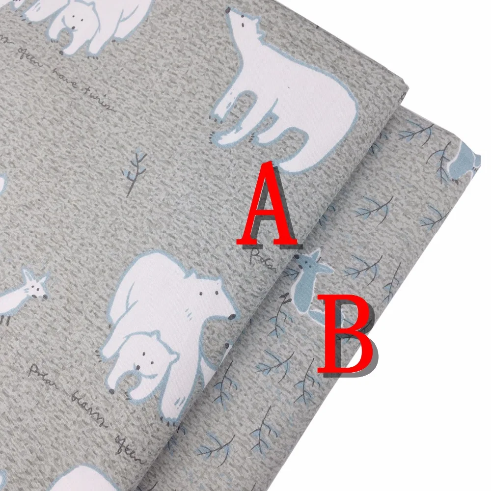 100% хлопок twill детская одежда мультфильм милый серый медведь ткань для DIY Детская