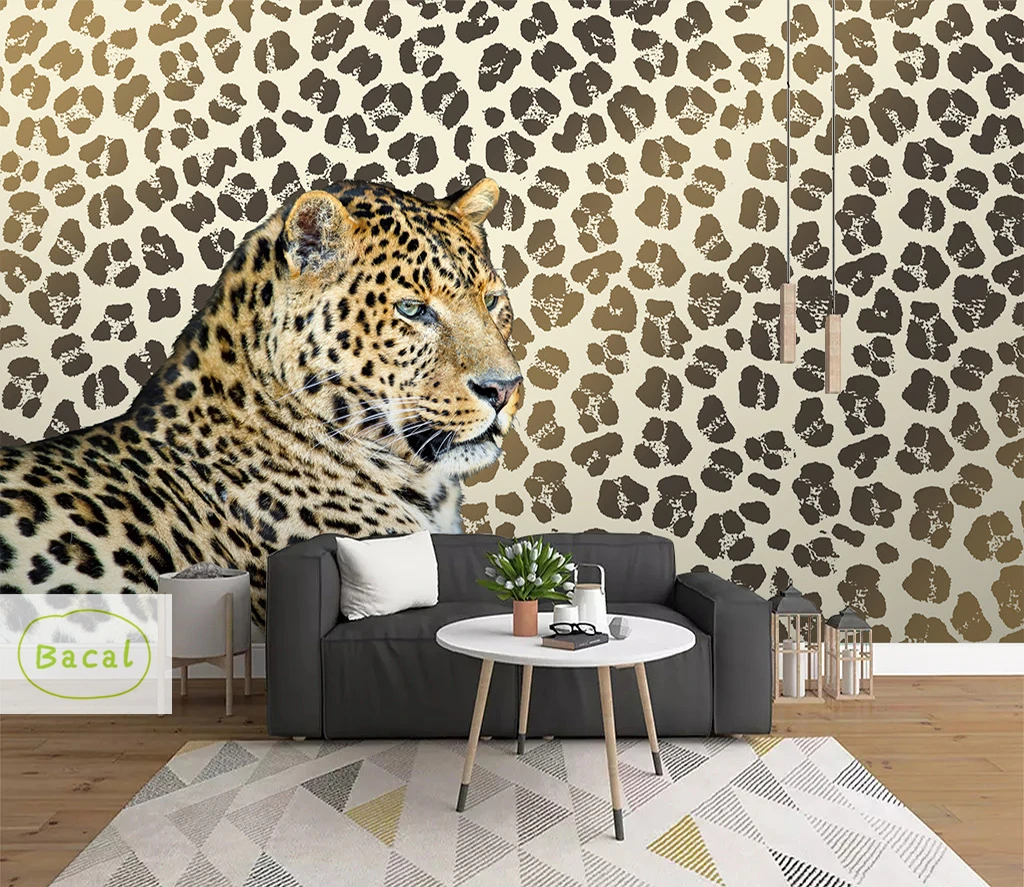 

Bacal Custom Photo Wallpaper 3D Stereoscopic Animal Leopard Mural Wallpaper Living Room Sofa Backdrop Wall Murals 5D Wallpaper