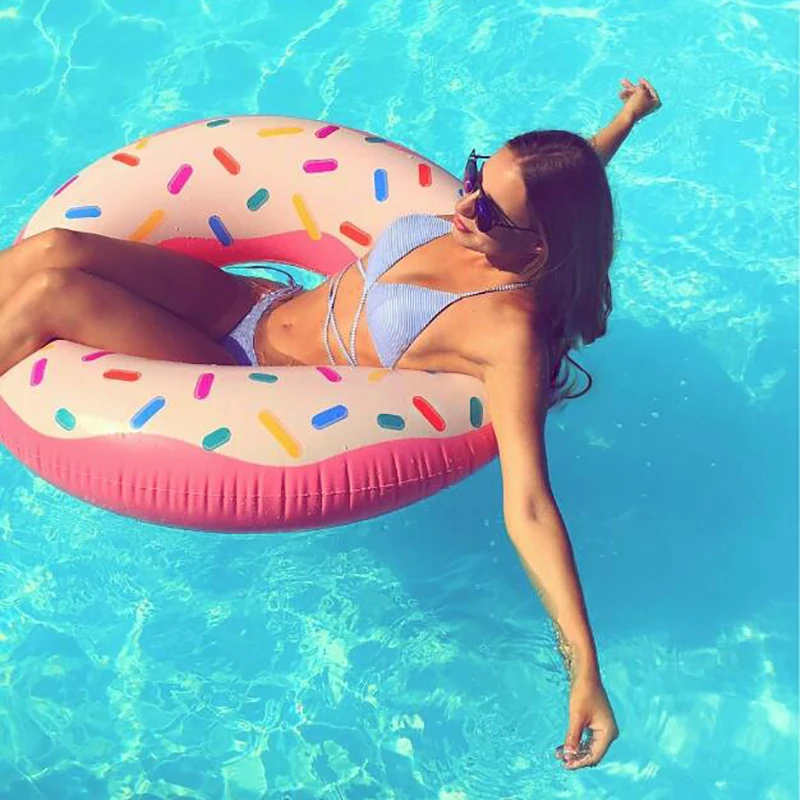 Funny Inflatable Vinyl Summer Pool Beach Toy Chocolate #100 Chocolate Strawberry Donut Swim Ring FLOTADOR for Kids and Adults Yarssir Giant Donut Pool Float 