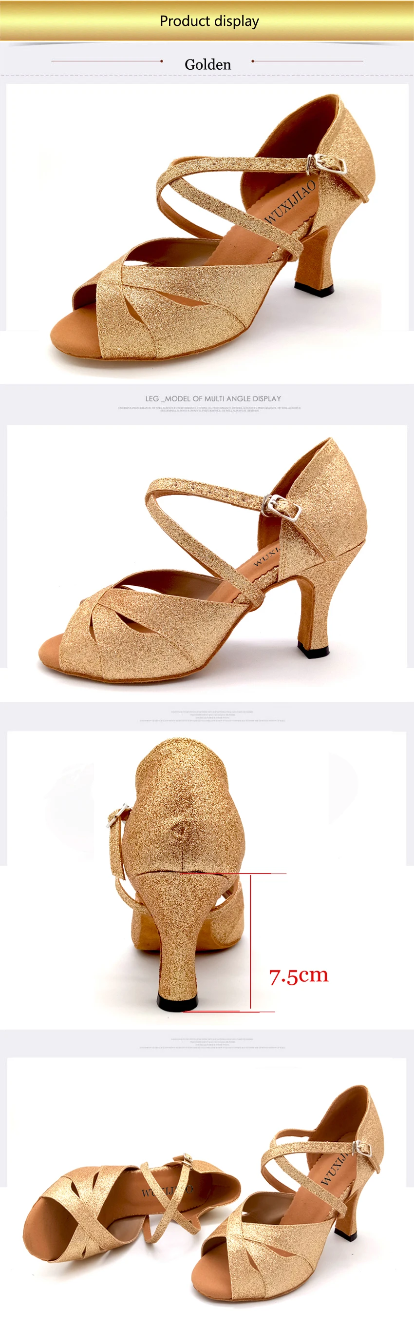 WUXIJIAO/Новая танцевальная обувь для сальсы; обувь для латинских танцев; женские блестящие и золотистые туфли из искусственной кожи для танцев; женские вечерние туфли для бальных танцев