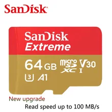 100% original free shipping New upgrade SanDisk Extreme Memory Card microSDXC-I Class10 U3 100MB/S 64GB TF Card Support 4K UHD