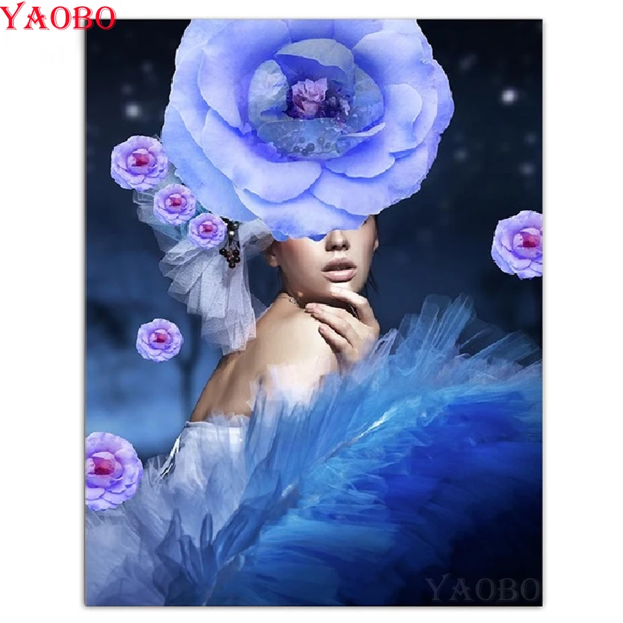 Большой DIY алмаз живопись Женщины &amp Цветы 5d Вышивка крестом бисер Полный