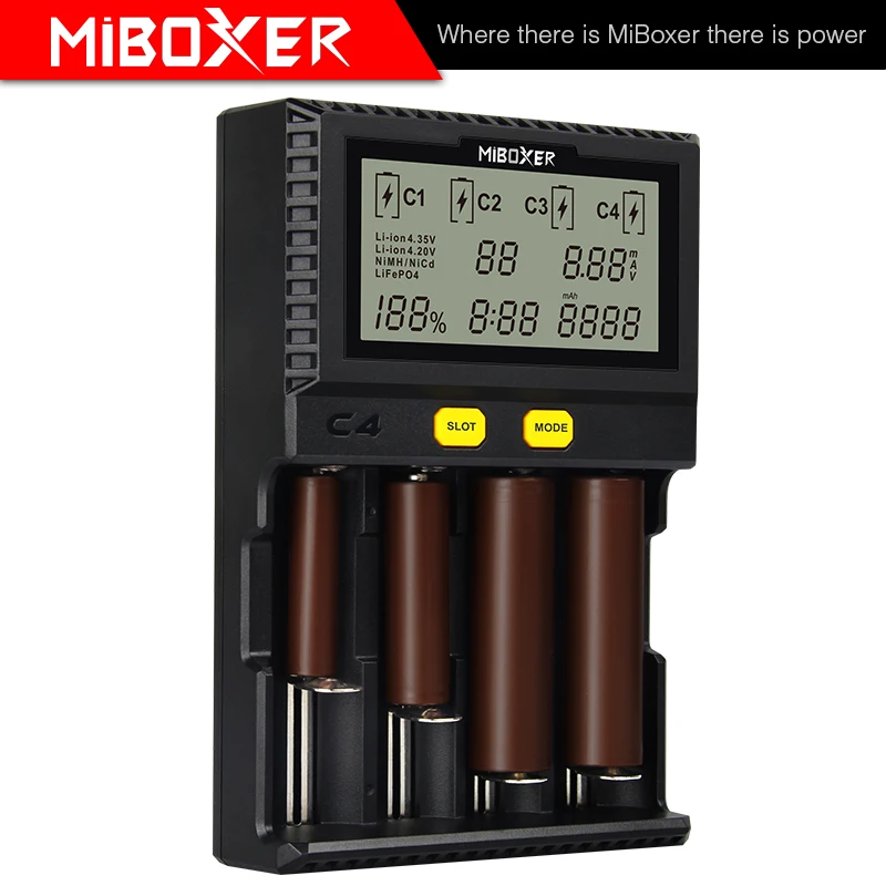 Miboxer C4 1.5A интеллигентая(ый) ЖК-дисплей ladegerat мех 18650 26650 18350 20700 16340 AA AAA Li-Ion Ni-Cd-плеер DC 12 V Смарт ladegerat