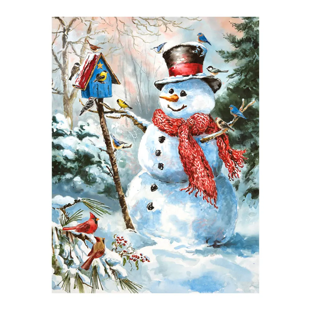 

cartoon Snowman Diamond Painting Full Round Christmas gift New DIY Sticking Drill Cross Embroidery 5D simple Home Decoration