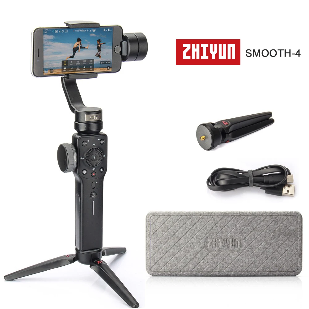 3 осевой Ручной Стабилизатор Zhiyun Smooth 4 для iPhone X 8 7 Plus Samsung S8 + S6 пластина Gopro Hero 5/4/3/3