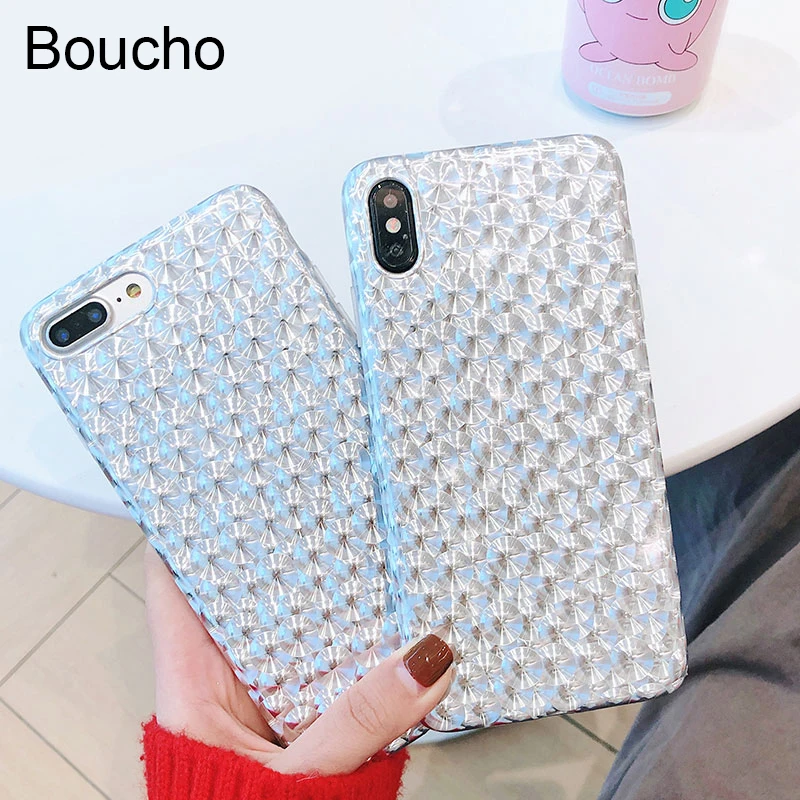

Boucho Lovely 3D Glitter Geometric Phone Case For iphone XS MAX XR X Cases For iphone 6 6s 7 8 Plus Cases Soft Silicone Cover